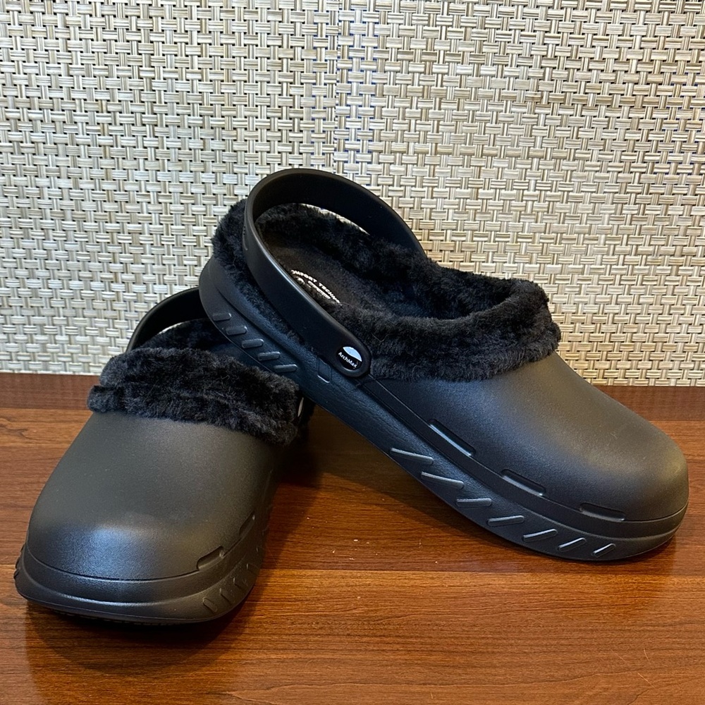 🌟HP🌟FitVille Black Recovery Winter Clogs Chef Shoes Slip Resistant Fleece Lined